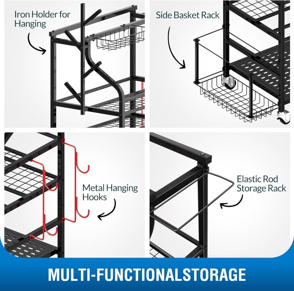 Sttoraboks Dumbbells Rack,Weight Rack for Kettlebell, Weight Stand,Home Gym Storage Holder for Yoga Mat, Foam Roller,Yoga Strap,Resistance Bands,Garage Storage Organizer,Workout Storage with Wheels