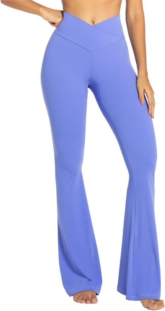 Sunzel Flare Leggings, Crossover Yoga Pants with Tummy Control, High-Waisted and Wide Leg