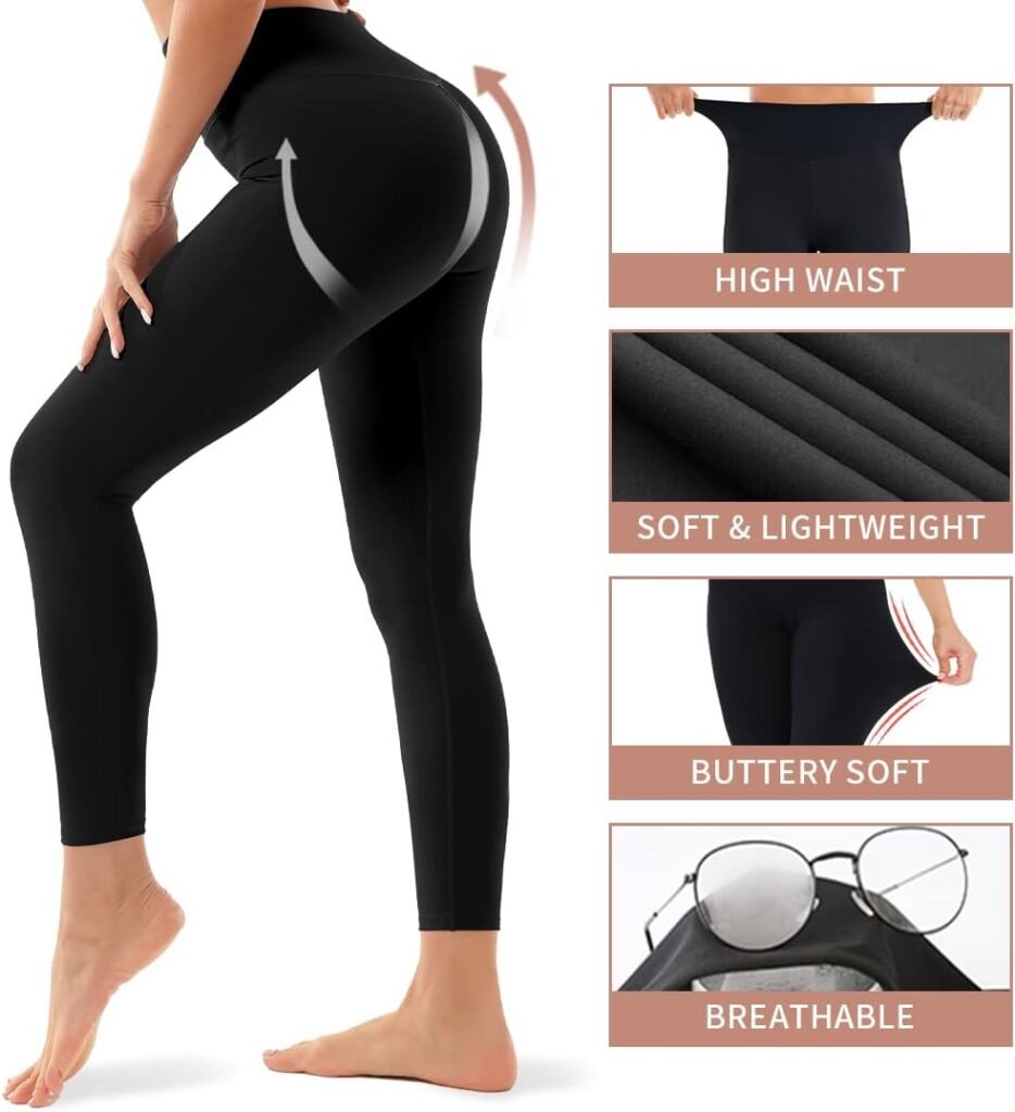 4 Pack Leggings for Women Butt Lift High Waisted Tummy Control No See-Through Yoga Pants Workout Running Leggings