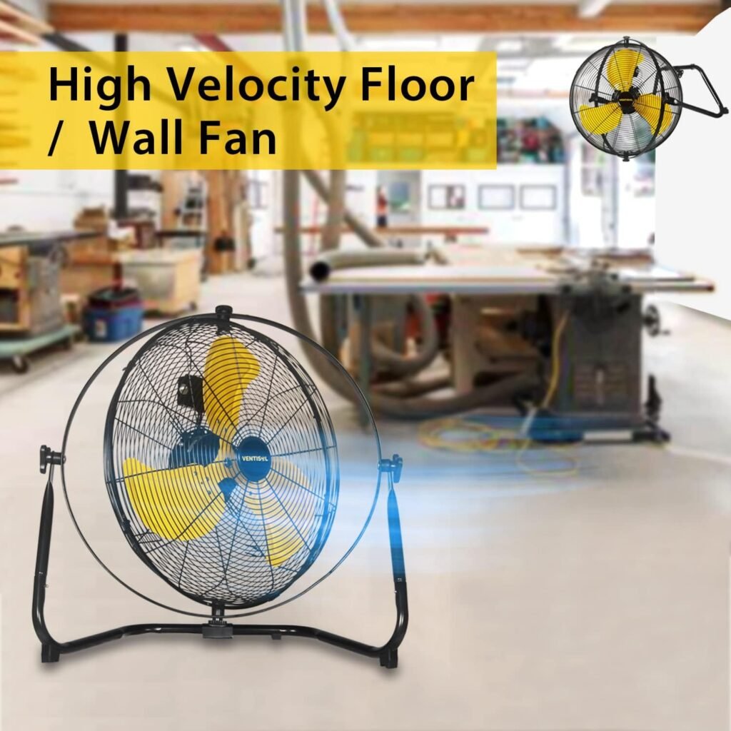 VENTISOL 14 Inch High Velocity Orbital Floor Fan or Wall Mounted Fan with 720° Adjustable Tilting, 1,560 CFM, 3-Speed Oscillating Fan for Commercial, Residential Gym, Garage, Workshop,Home Use