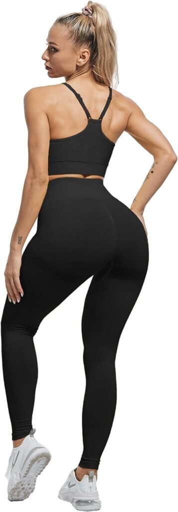 CHRLEISURE 3 Piece Workout Leggings Sets for Women, Gym Scrunch Butt Butt Lifting Seamless Leggings