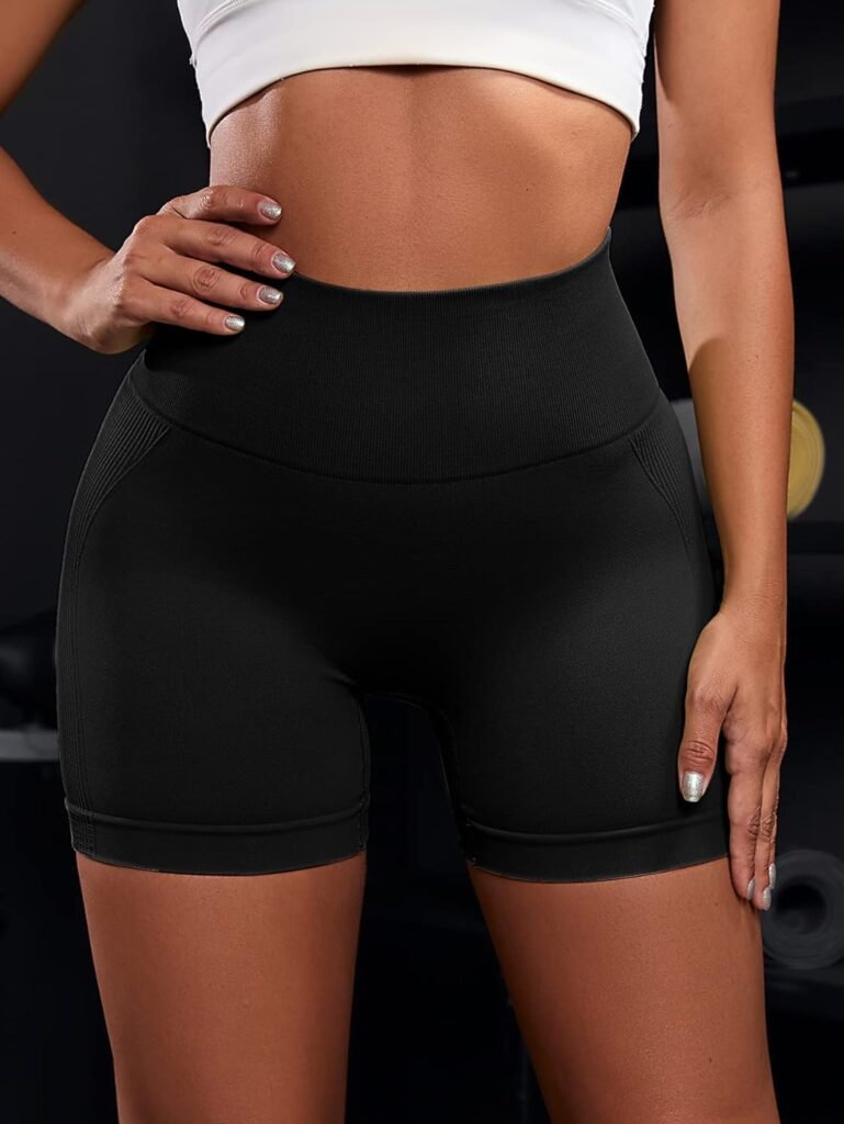 OVESPORT 3 Piece Workout Shorts for Women Seamless Scrunch Butt Lifting High Waisted Yoga Gym Booty Running Short Pants